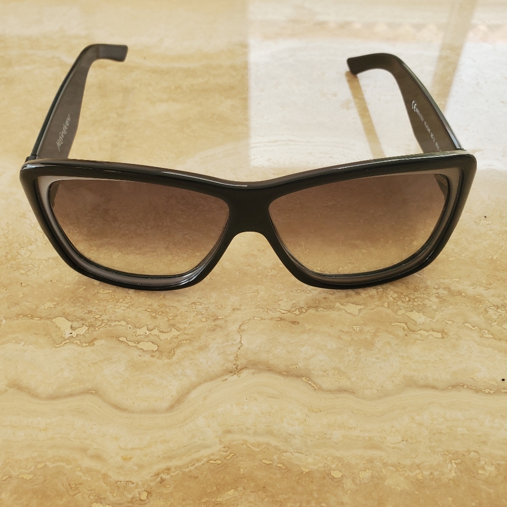 NWOT WOMEN'S SAINT LAURENT BLACK/SILVER YSL 6124S GRADIENT RECTANGLE SUNGLASSES